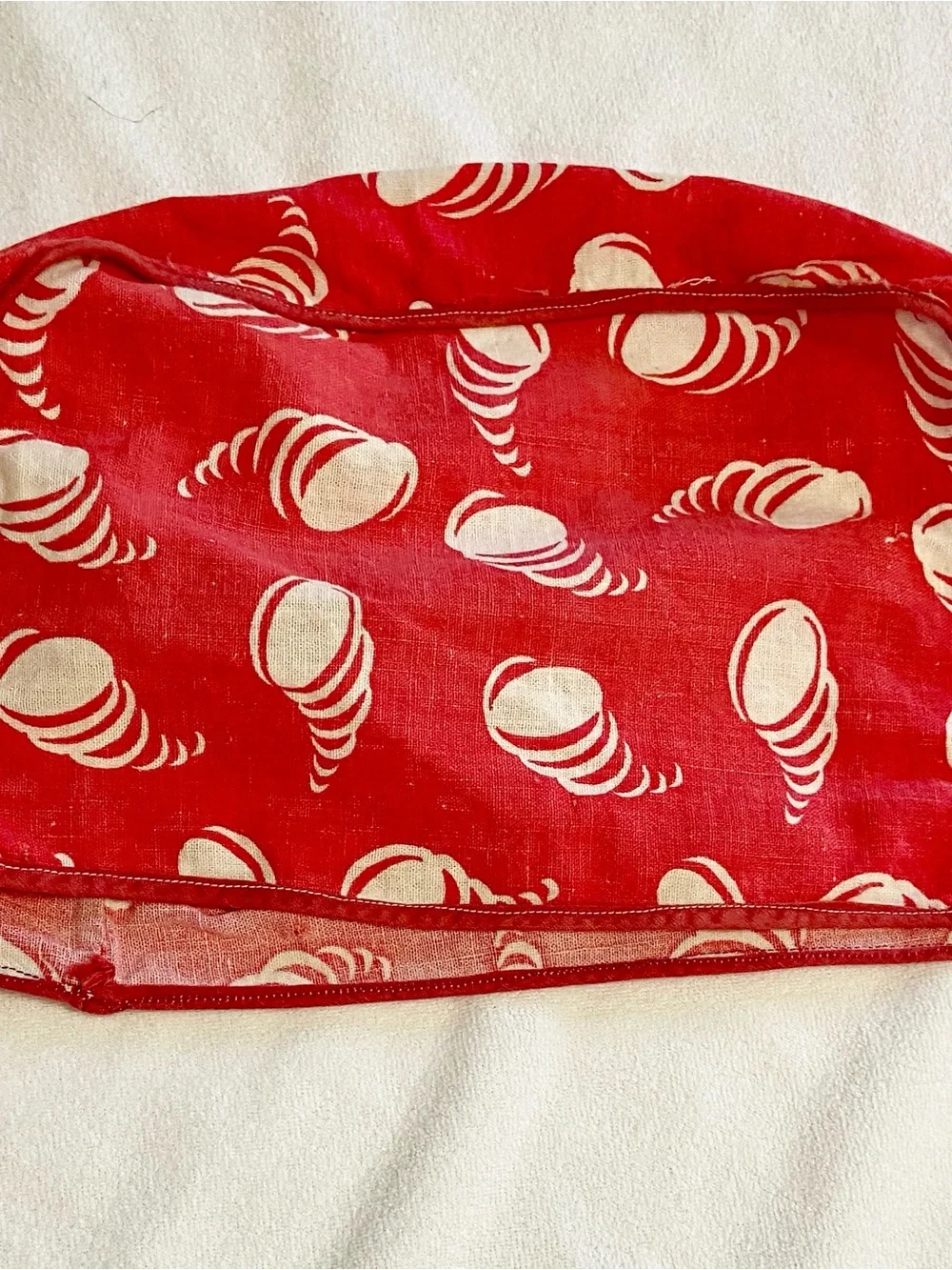 Vintage Handmade Red Kitchen Toaster Cover and Cute Kitten Potholder